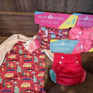 NWT AppleCheeks swim shirt & diapers